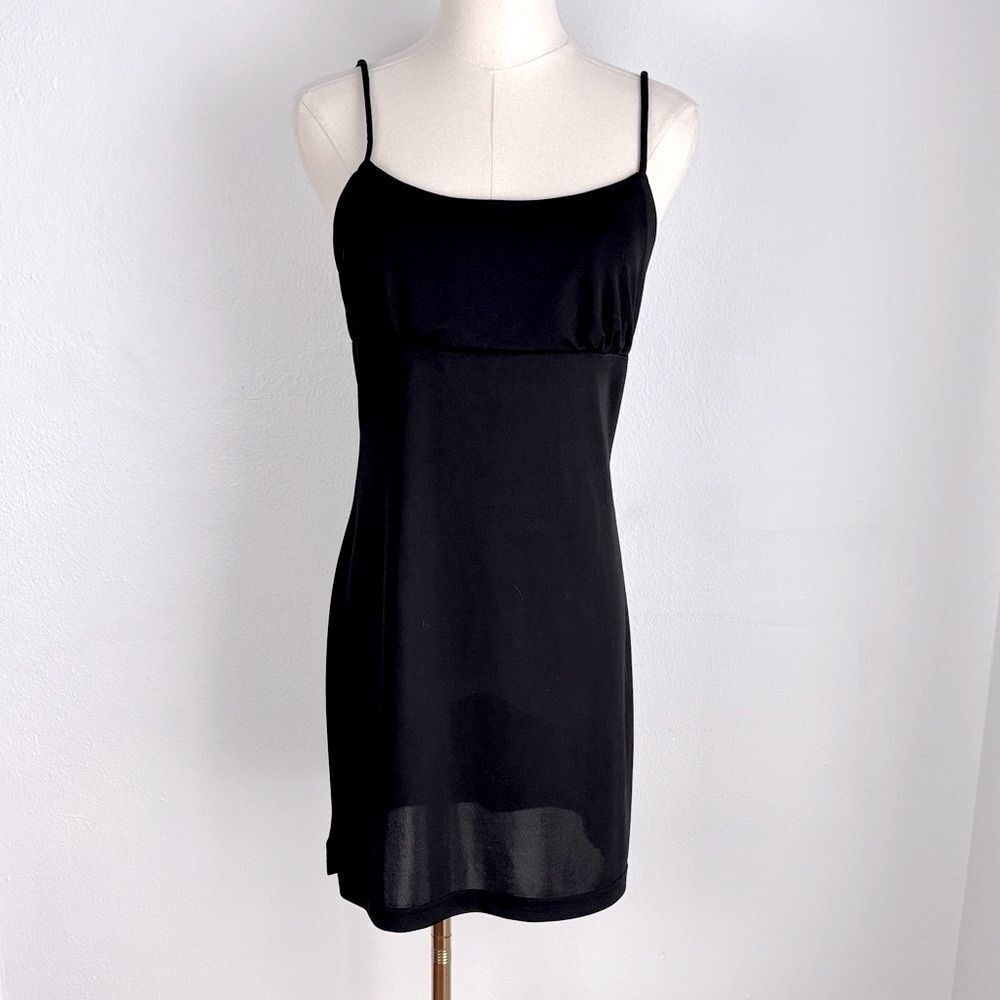 Vintage La Belle‎ Black Babydoll Slip Mini Dress 7 Y2K 90s Streetwear Timeless